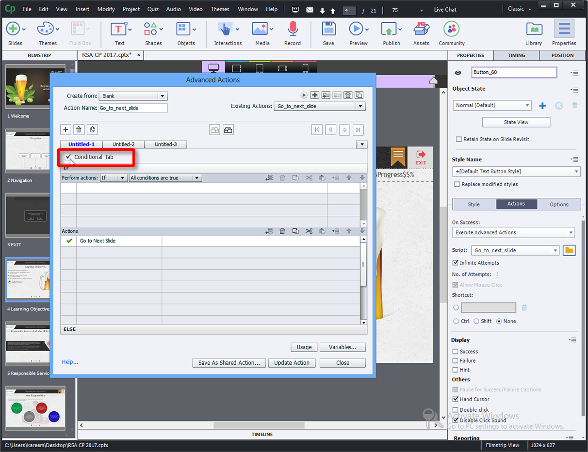 Adobe Captivate 2017_New Shared Advanced Actions turned out to be a huge timesaver2