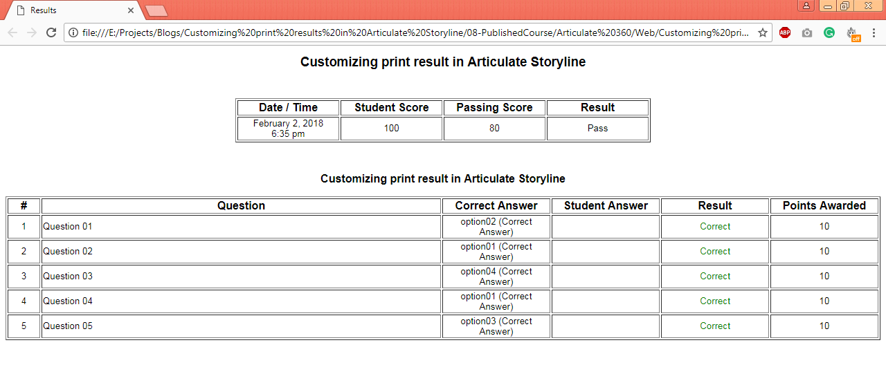 Customizing print result screen in Articulate Storyline_001