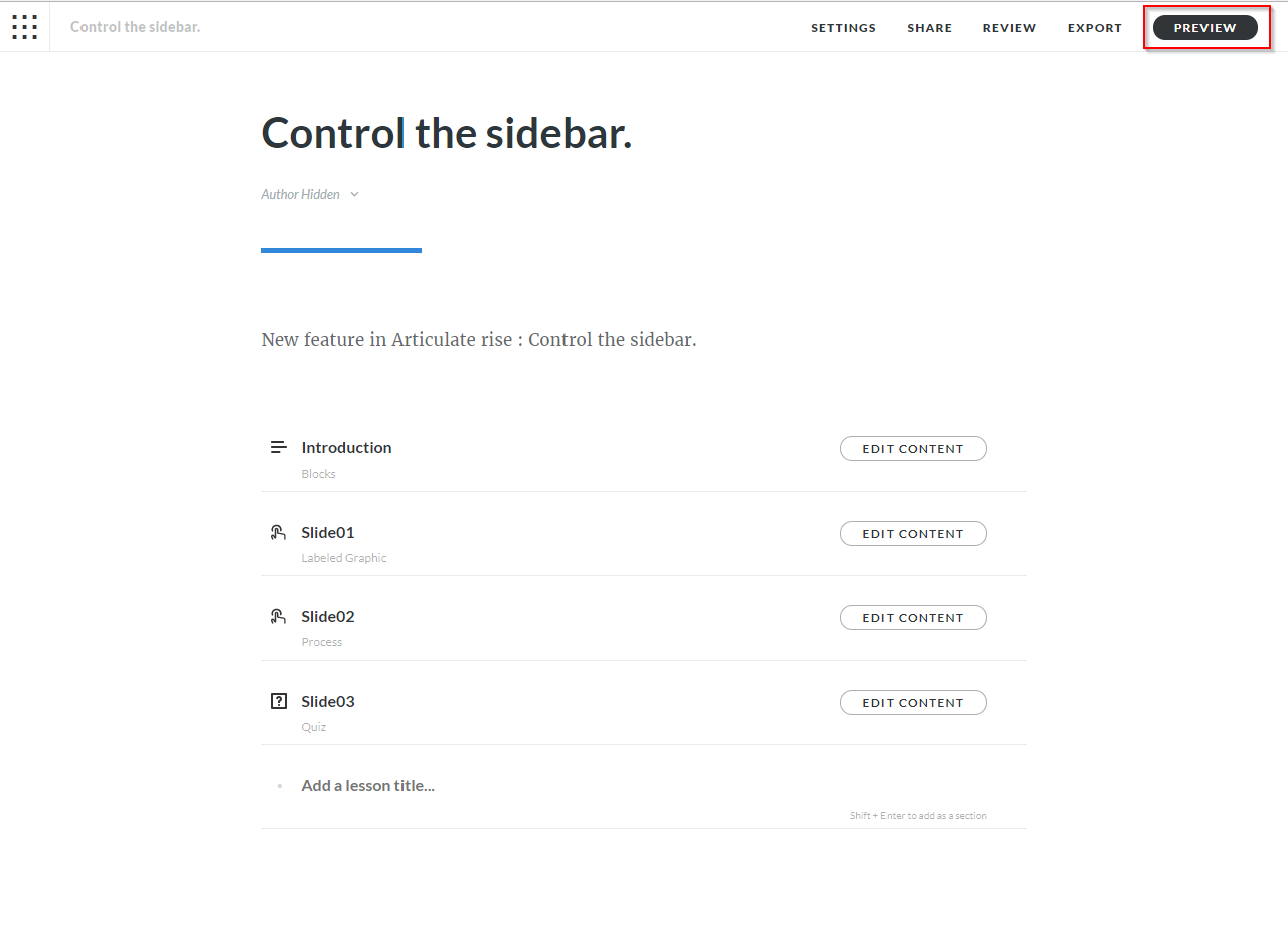 Articulate-Rise - Configuring-and-Controlling-Sidebar-visibility6