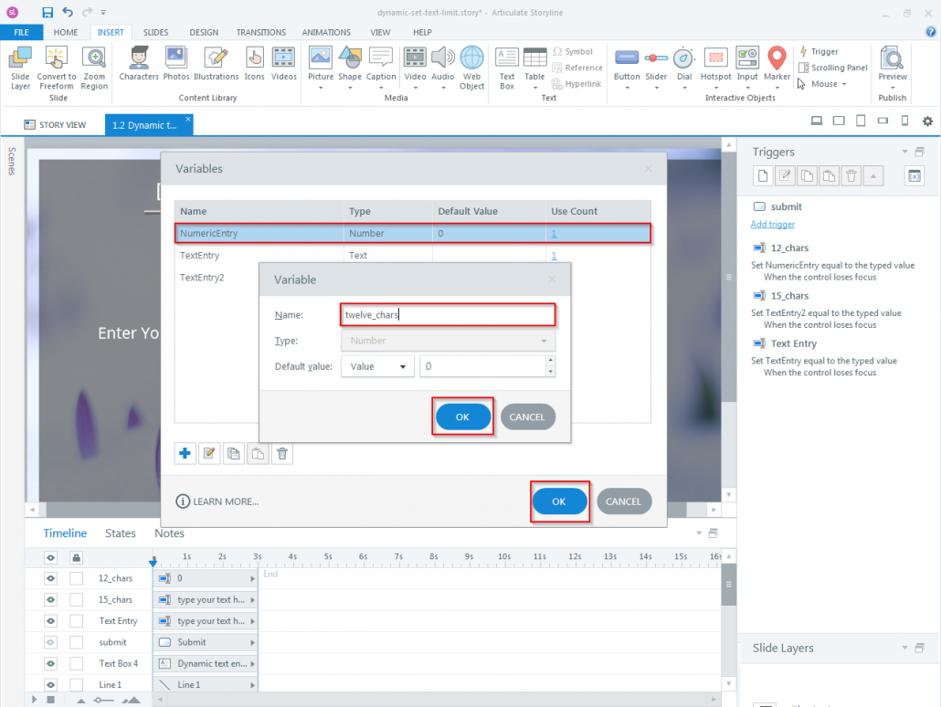 How to set Character limit for a dynamic text entry field in Articulate Storyline-step03
