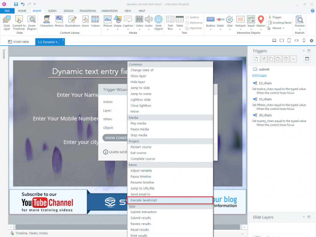 How to set Character limit for a dynamic text entry field in Articulate Storyline-step06