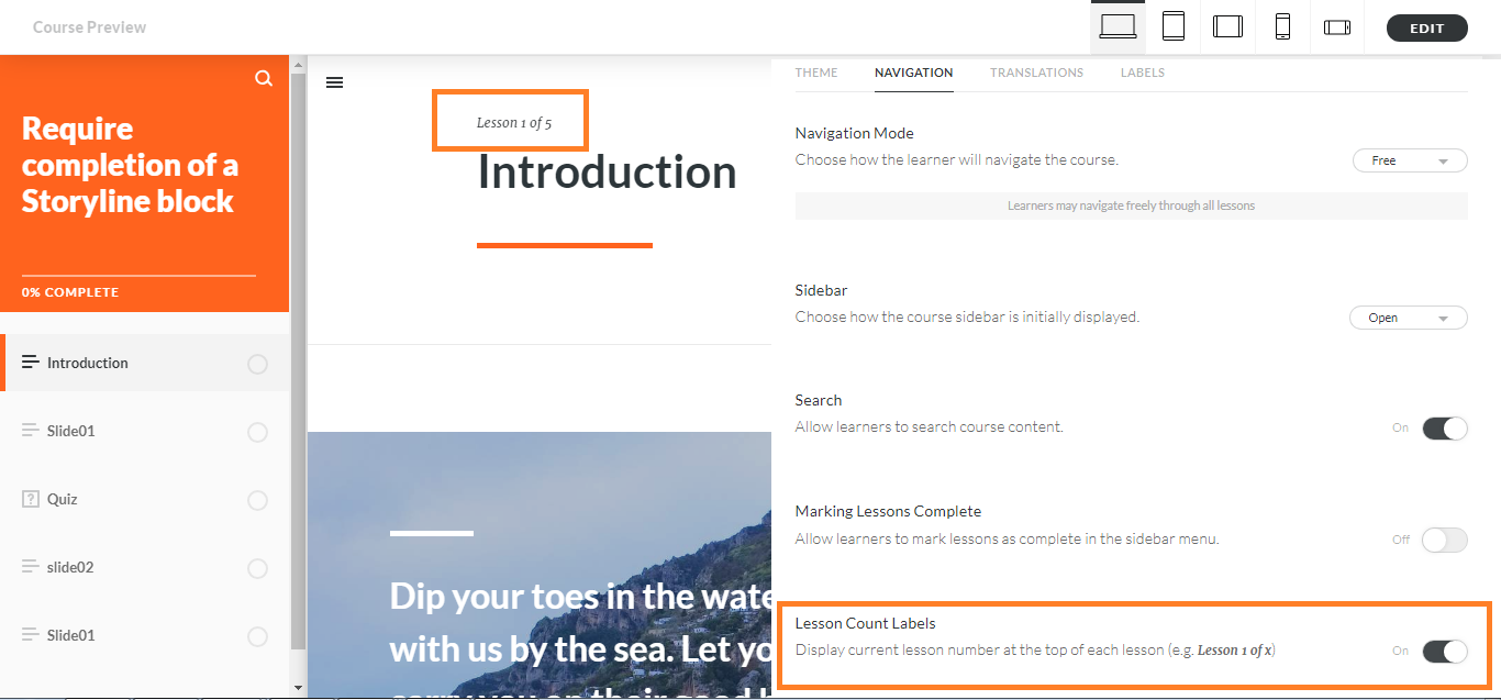 Articulate Rise – Feature Review: Turn OFF pagination, previous and next buttons