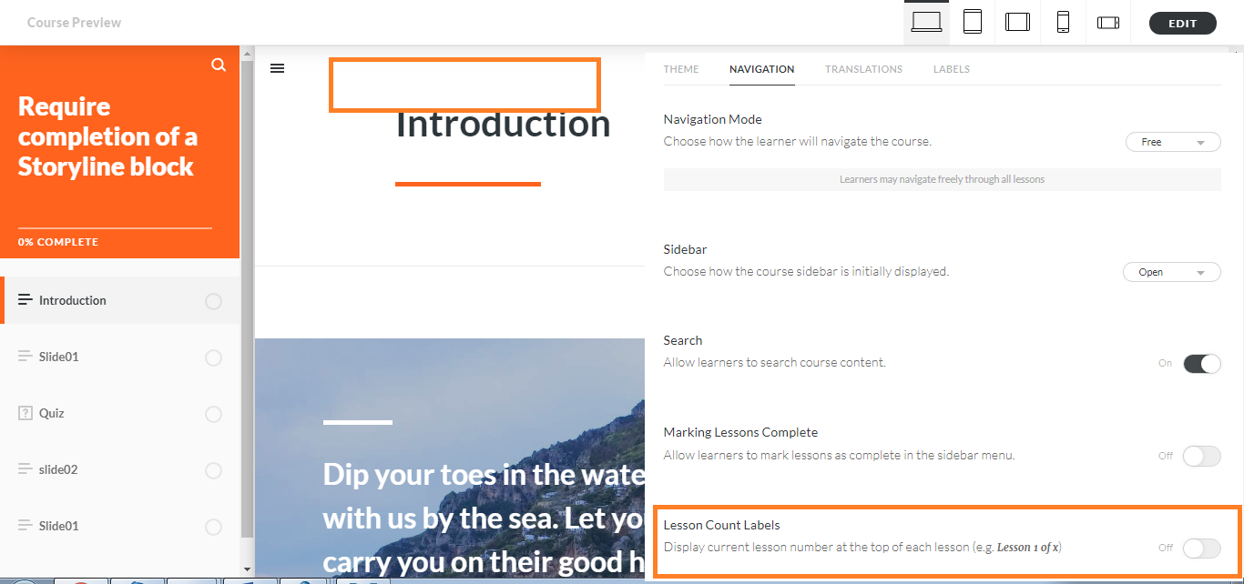 Articulate Rise – Feature Review: Turn OFF pagination, previous and next buttons