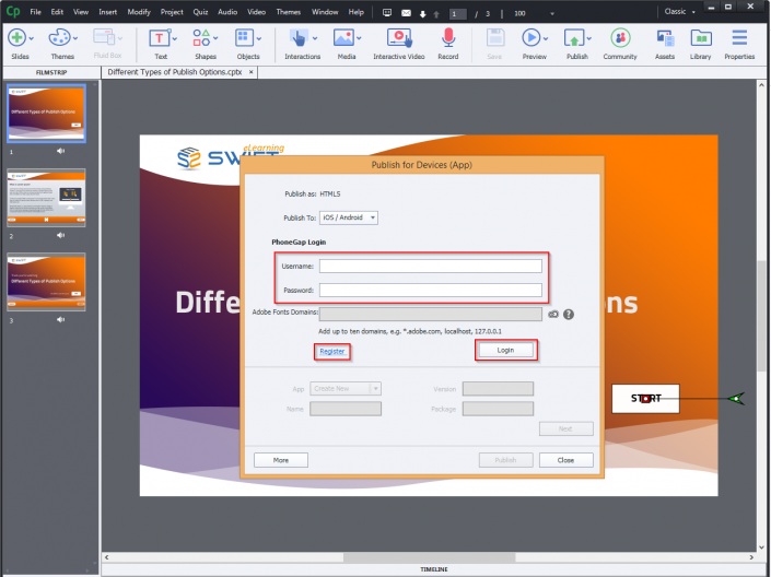 Adobe Captivate 2019 – Types Of Publish Settings