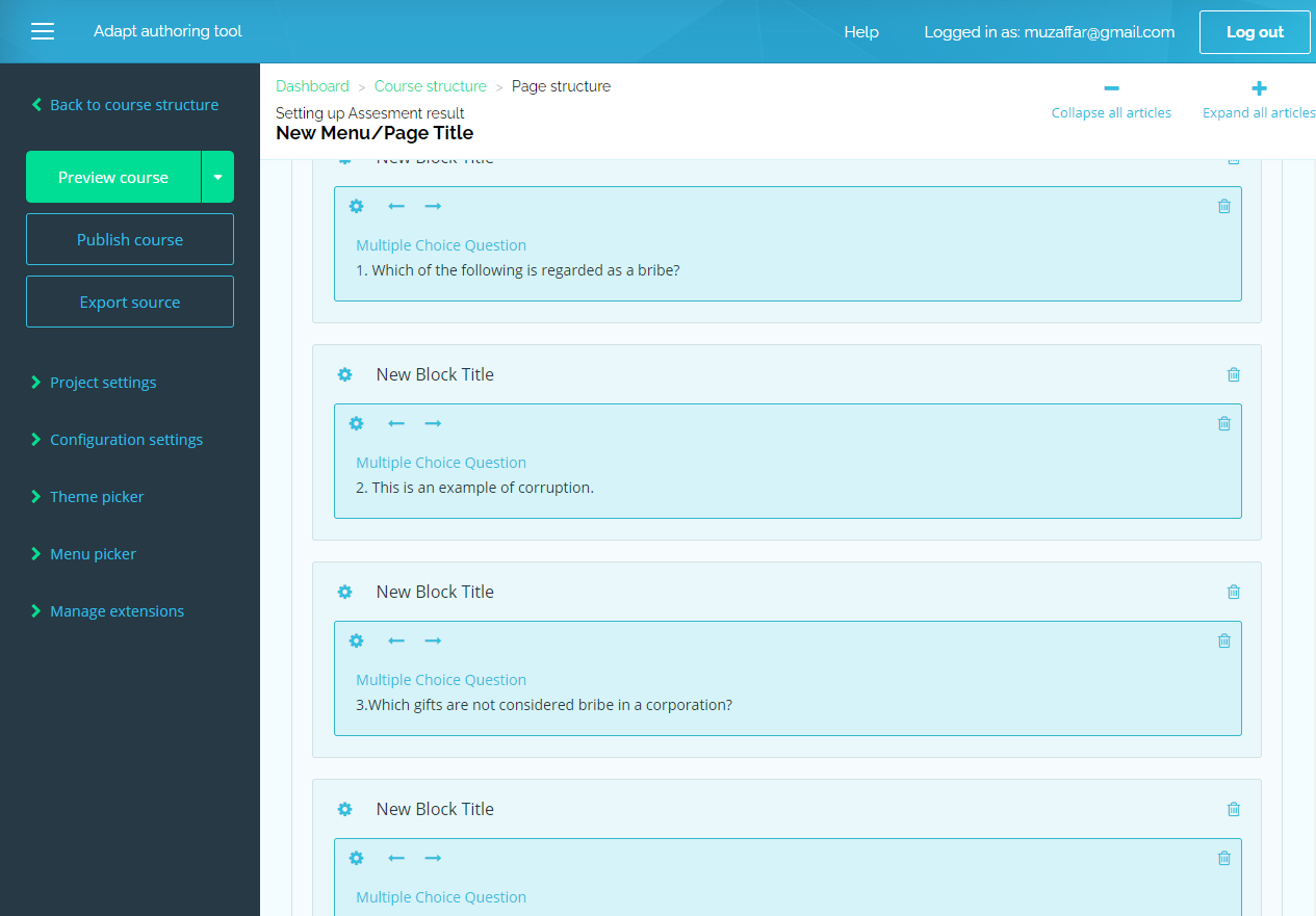 assessment results page in adapt authoring tool 04