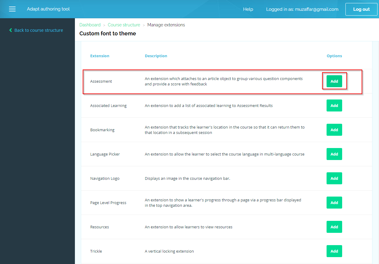 assessment results page in adapt authoring tool 06