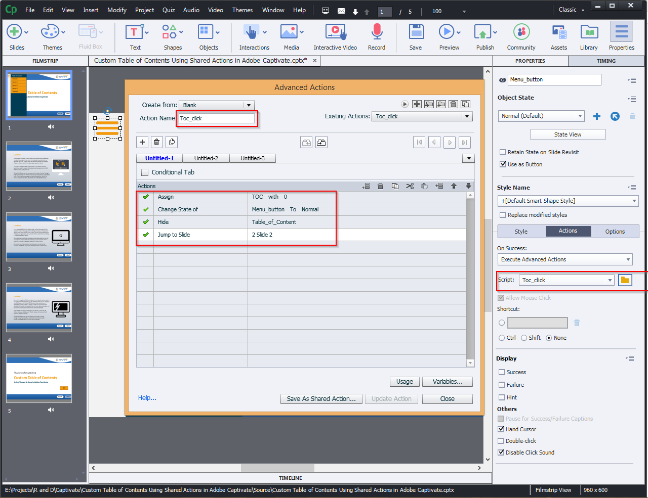 Contents Using Shared Actions in Adobe Captivate 2019 5