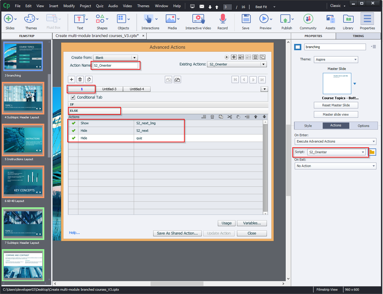 Create multi-module branched courses 11.1