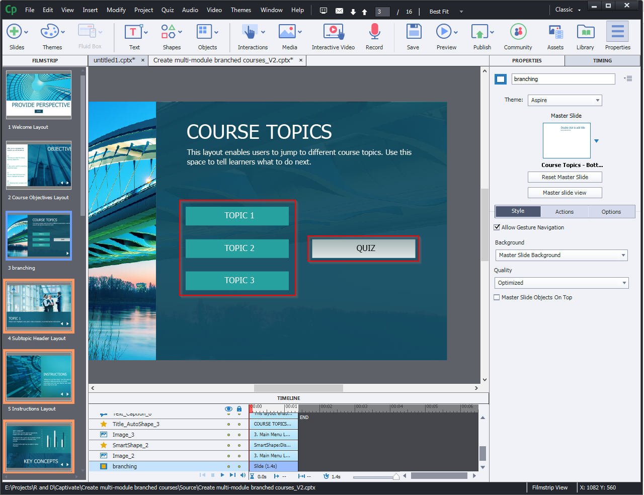 Create multi-module branched courses 4