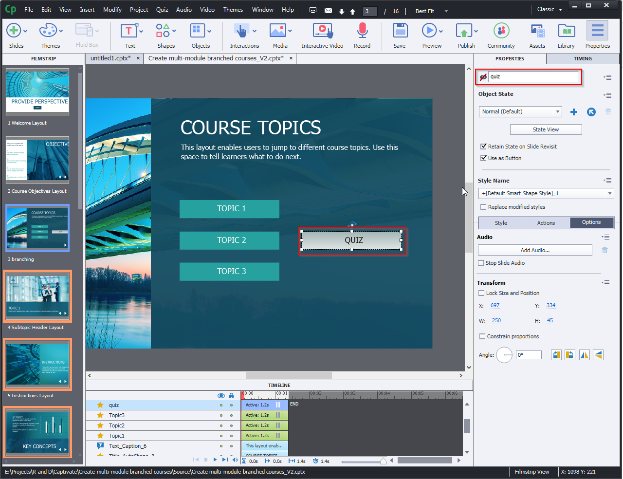 Create multi-module branched courses 5