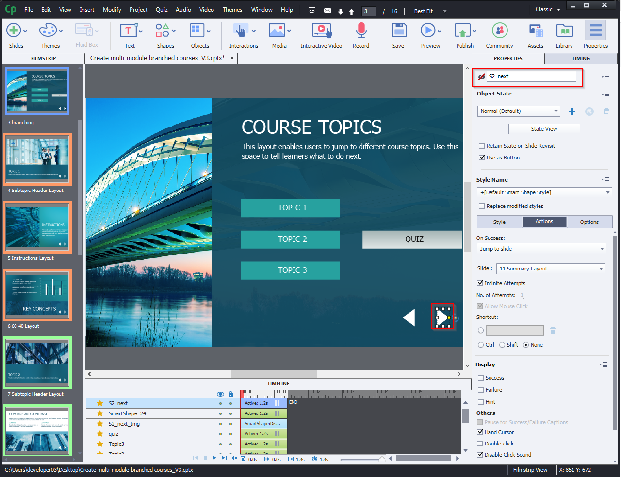 Create multi-module branched courses 7