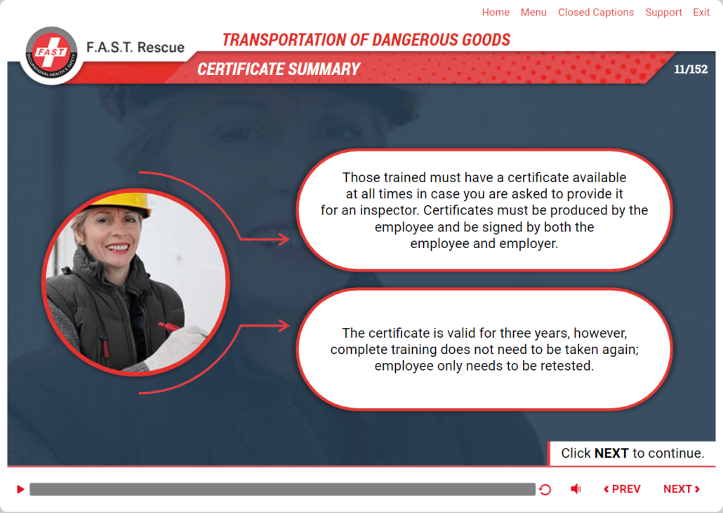 Transportation of Dangerous Goods Training