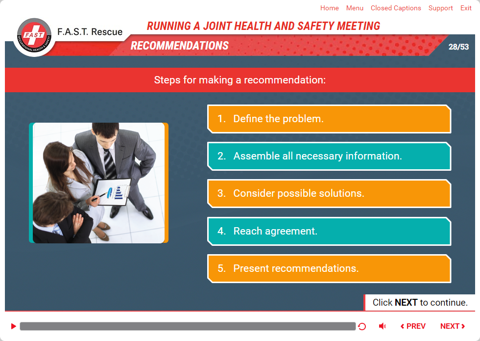 RUNNING A JOINT HEALTH AND SAFETY MEETING