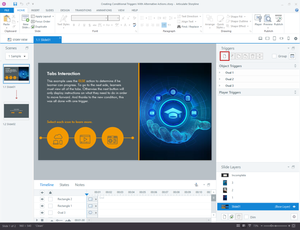 Actions in Articulate Storyline 360