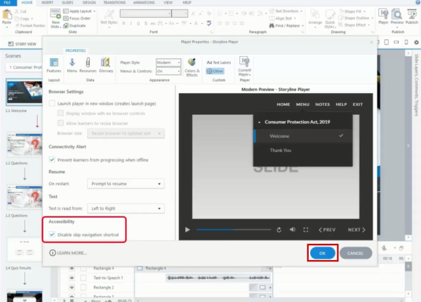 Storyline 360 | Disabling Skip Navigation Shortcut key