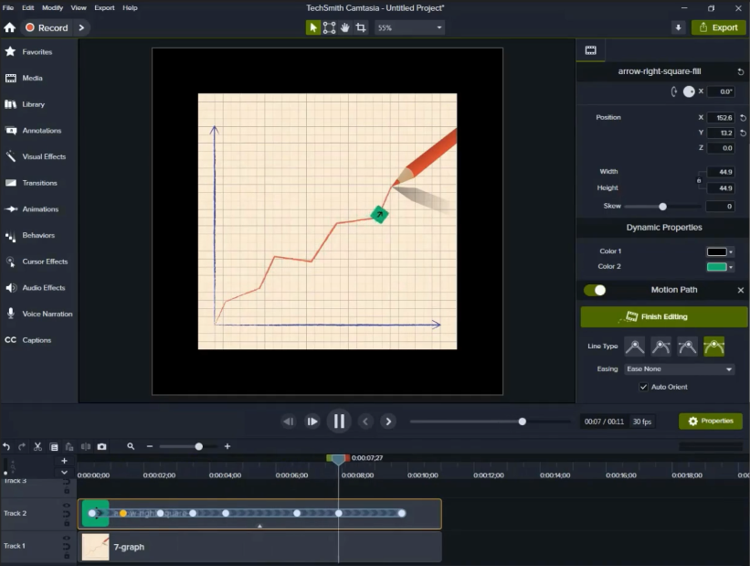 Let's preview it once more, and you will observe the motion path and direction of the arrow mark.