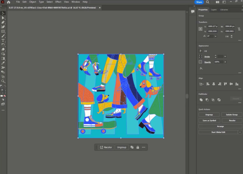 Adobe Illustrator  To modify the image colors, choose the elements within the image.