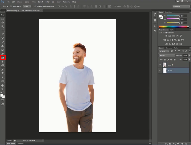 Choose the background layer and then click on the 'Gradient' icon located in the left side panel.