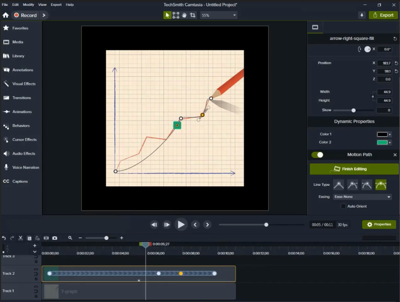 To add additional points, right-click on the motion path, choose 'Add Motion Point', and adjust the points towards the graph line.