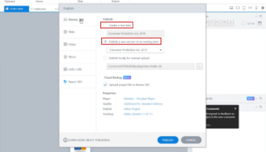 Here, you can decide whether to publish the course with a new review link or opt for an existing one.