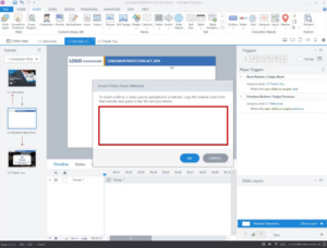 Enter the embed code for the web video in the designated text box and click ‘Ok’.