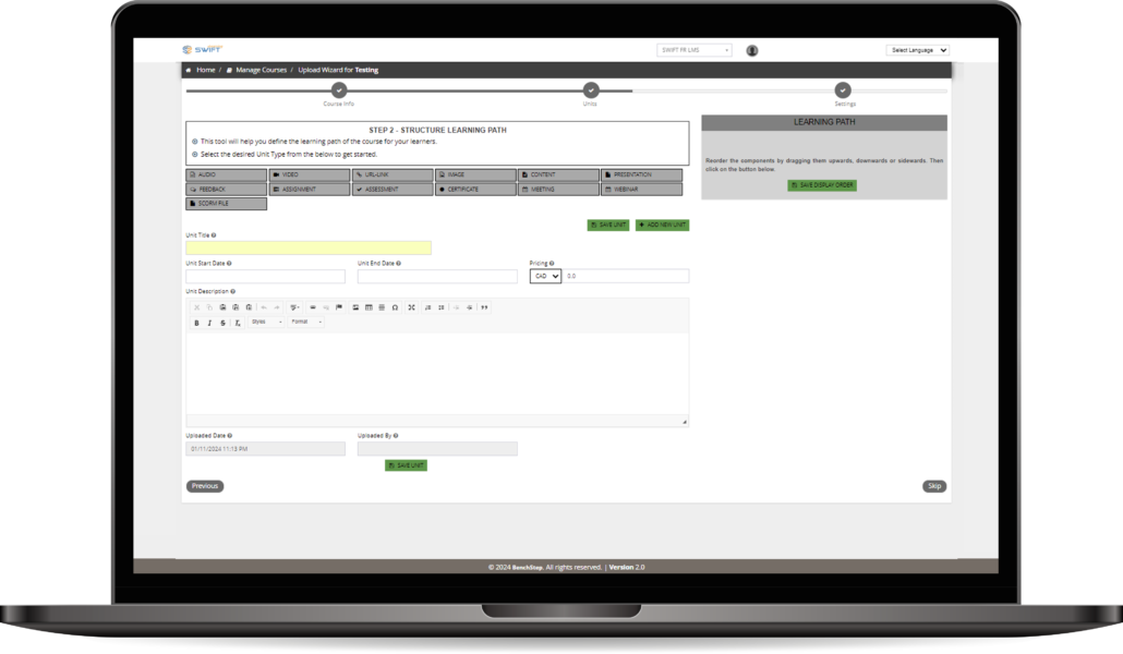 BenchStep Quick Start Module