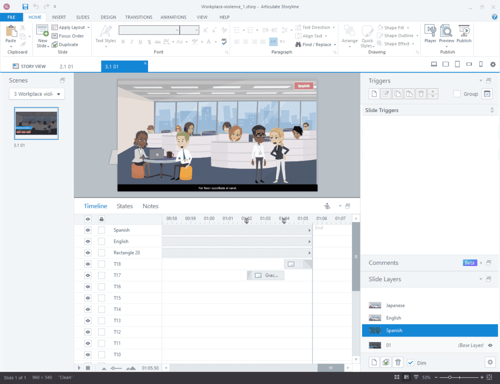 Adding Multiple Language CC in Articulate Storyline 360