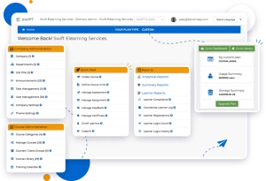BenchStep-LMS_Dashboard | Swift eLearning Services – Custom eLearning and Digital Training Solutions benchstep lms dashboard interface for tracking employee learning, course completion and analytics.