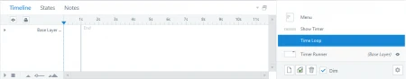 Storyline 360 Slide Master timeline with the Time Loop layer selected, set to a 1-second duration