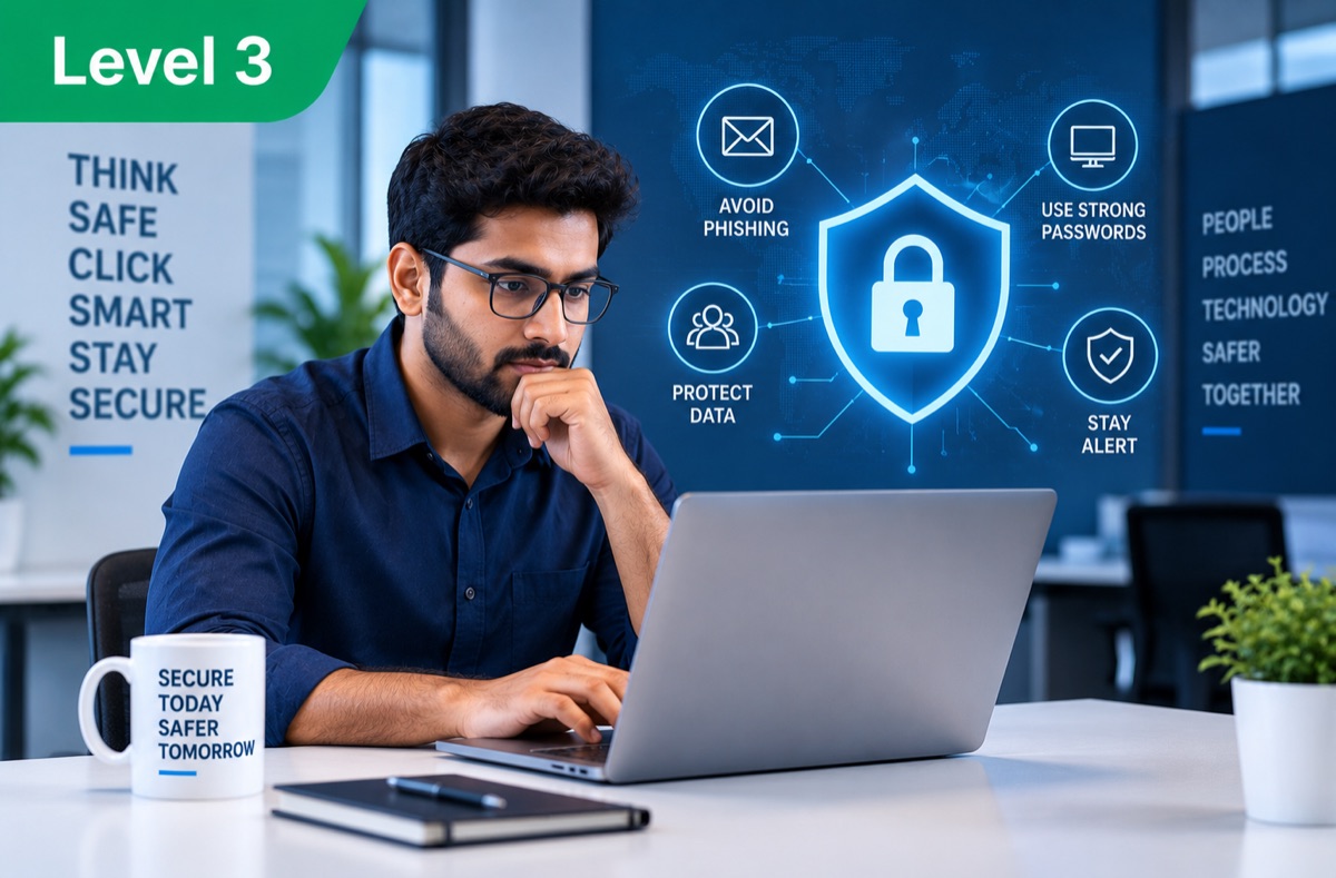 Level 3 eLearning course sample: Cybersecurity Awareness training