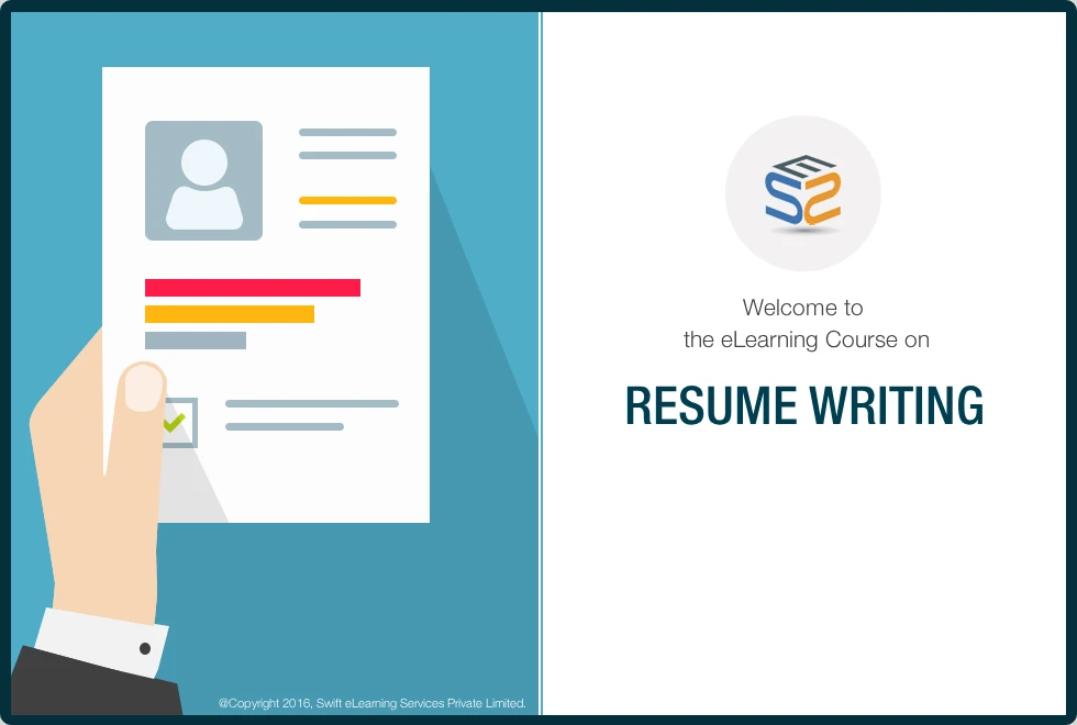 The title screen of the Resume Writing eLearning course